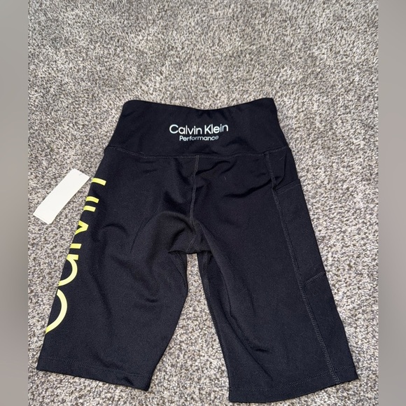Calvin Klein black biker short yellow CK logo - Picture 4 of 5